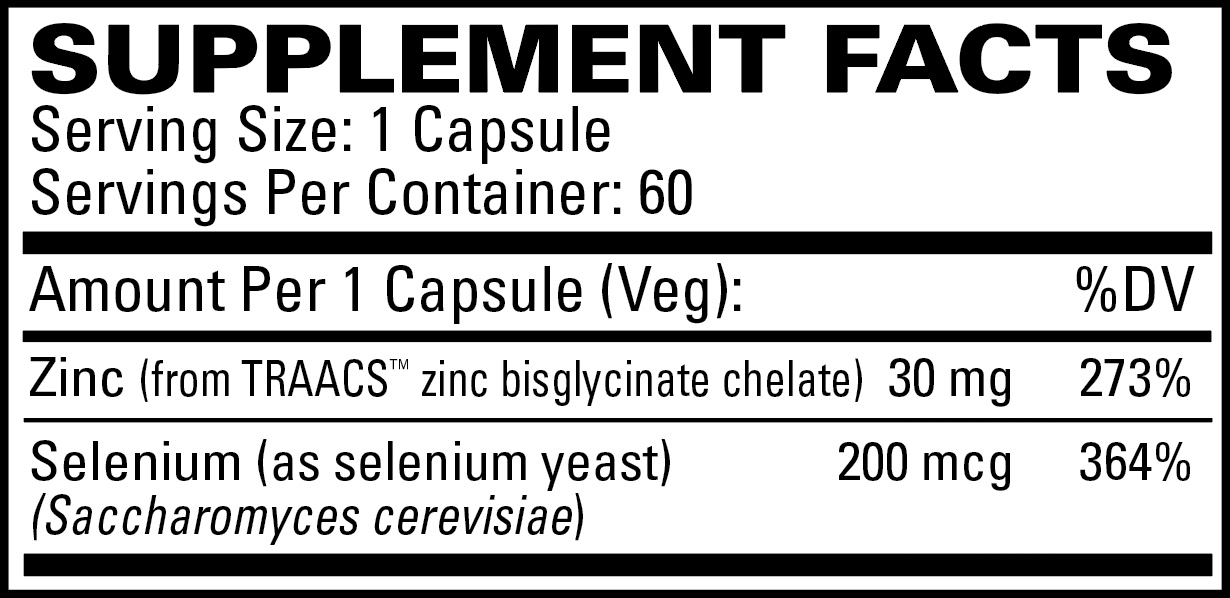 Zinc plus Selenium supplement facts