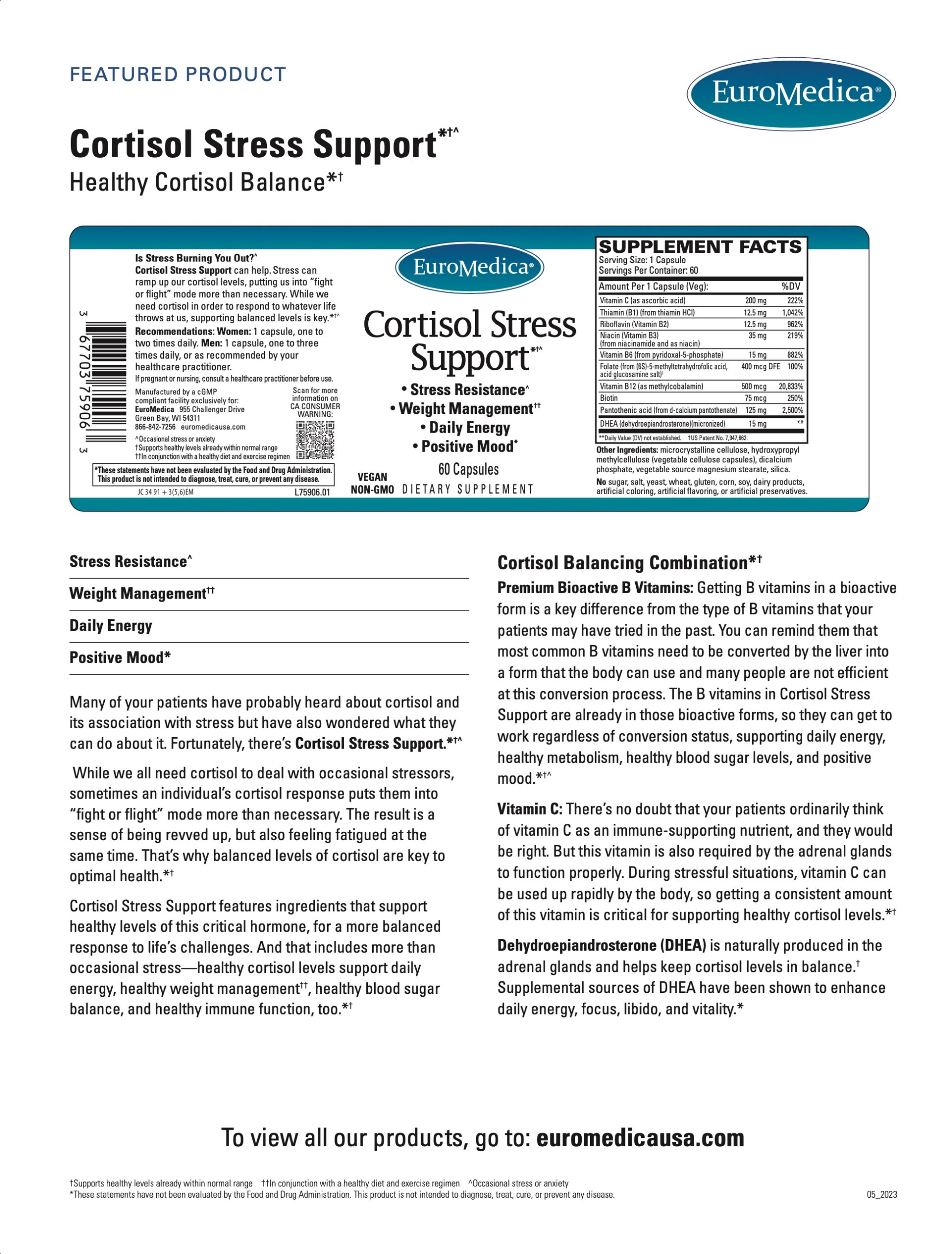 Cortisol Stress Support Sell Sheet thumbnail image