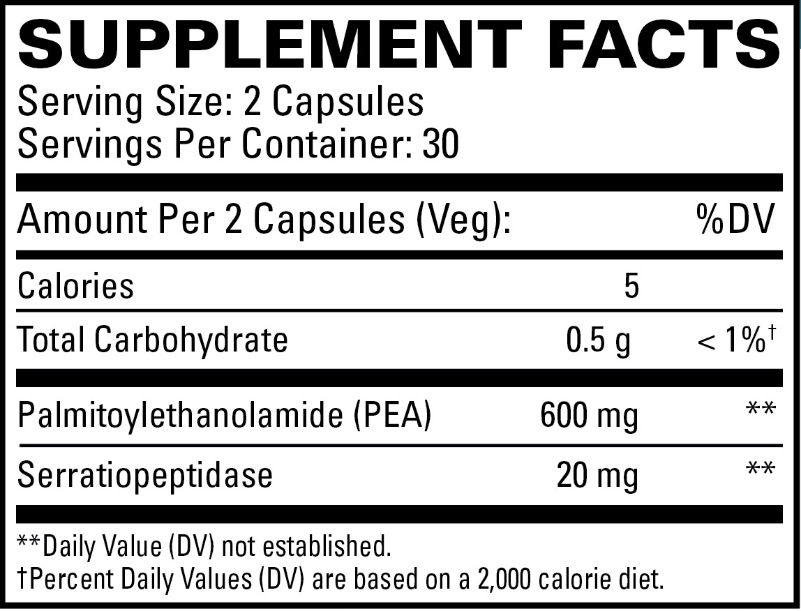 PEA Healthy Inflammation Response supplement facts